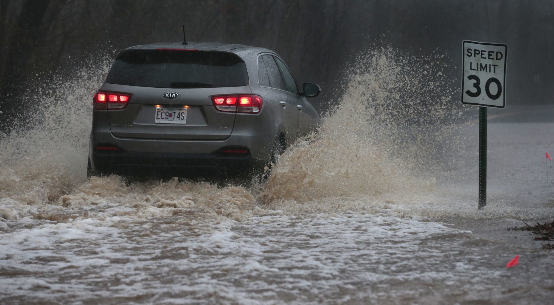 Floodwater forming near Grant's Farm
